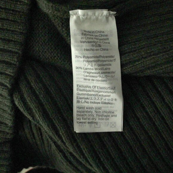 J. Crew Wool Blend Ruffle Trim Mock Neck Heather Frosted Olive Sweater M NWT - Picture 6 of 6